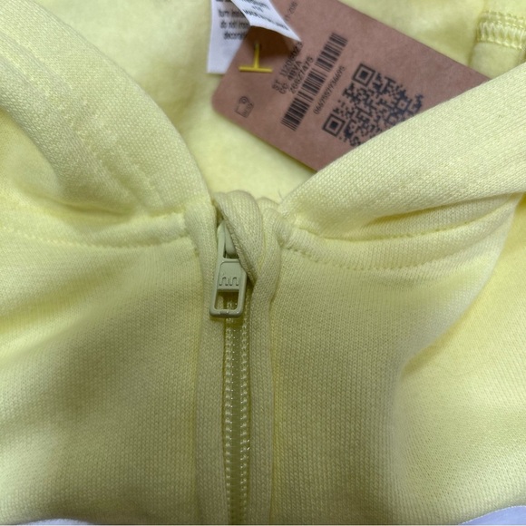 Happy Nation Big Girl Highlighter Yellow Fleece Lined Zip Hoodie Pockets Medium - Picture 6 of 8